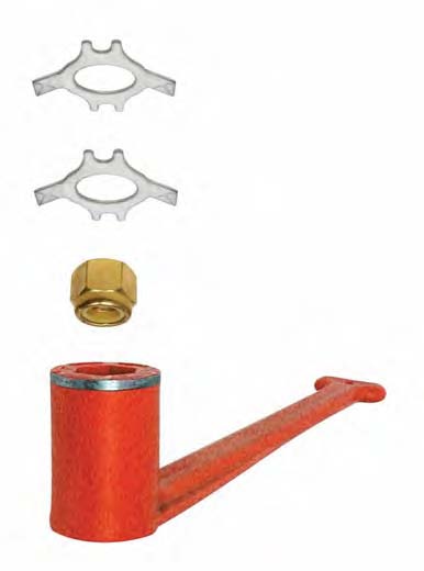 Flytande propellernyckel med mutter och bricka.