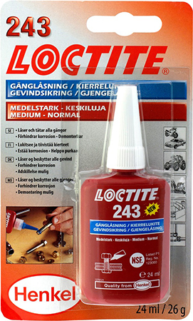 Loctite gänglåsning 243. Medel.