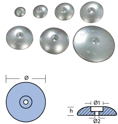 Rudder single anode diam.225mm Heavy (00107AL)