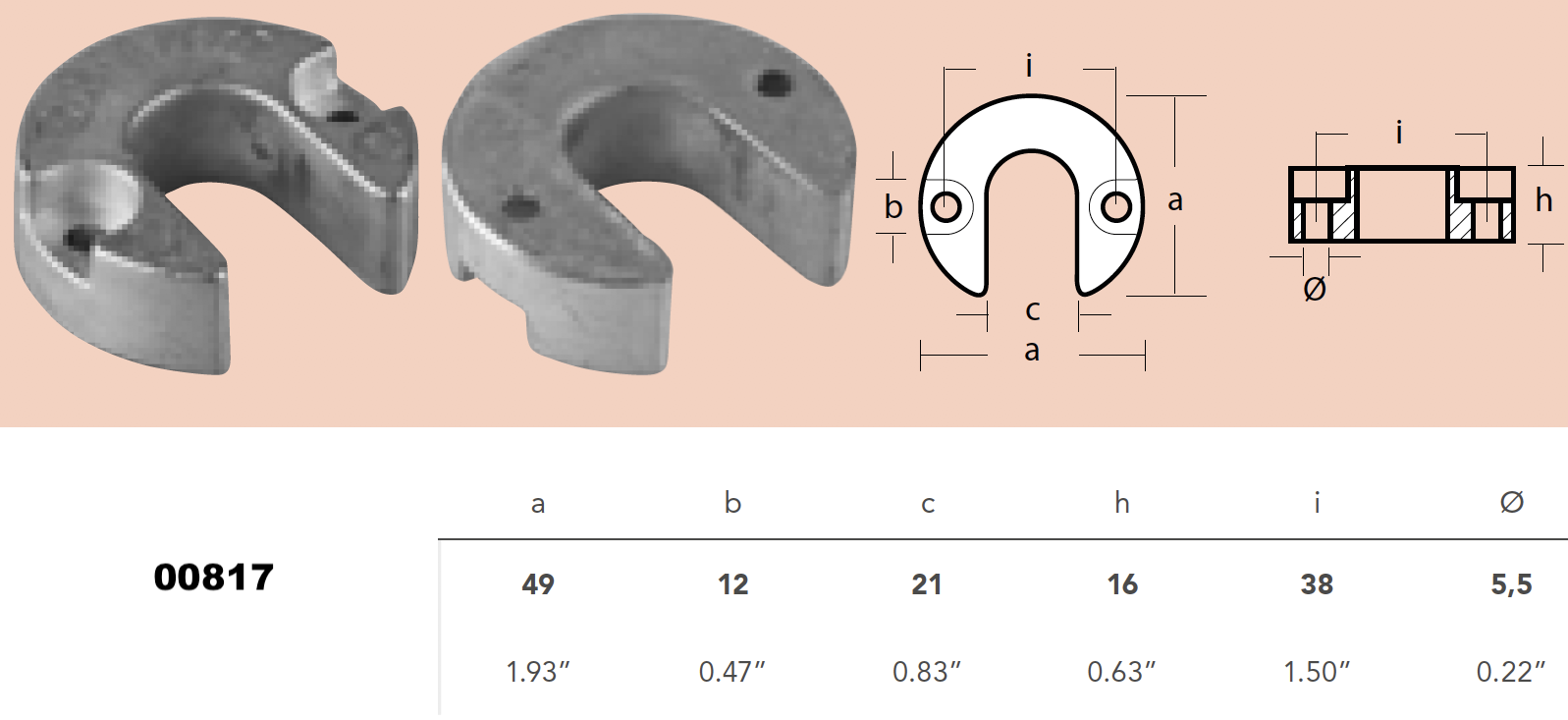 Bolt-on bar commercial anode