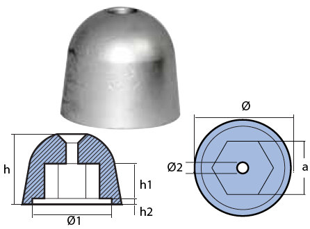 Sidepower - Sleipner propeller nut Zink (02481)